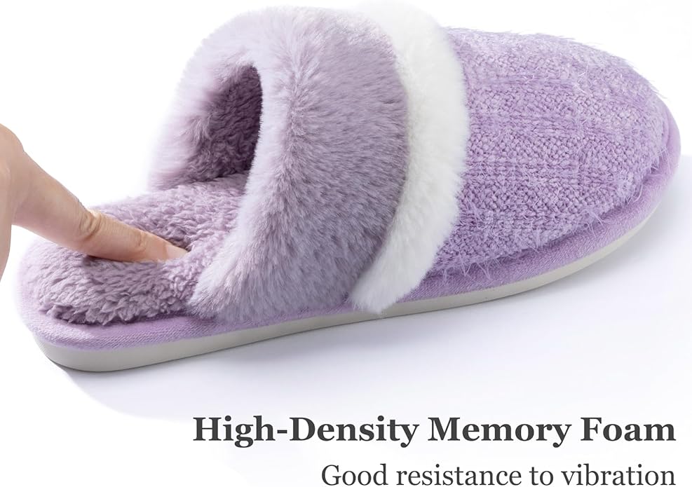 MAXTOP Womens Cozy Memory Foam Slippers Soft Warm Slip On Faux Fur House Slippers,Anti-Skid Rubber Sole,Creative Gifts for Women Mom Girlfriend