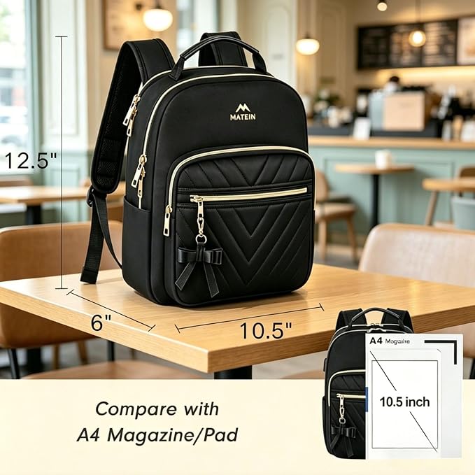 MATEIN Mini Backpack for Women, Waterproof Stylish Daypack Purse Shoulder Bag, Lightweight Small Casual Daily Travel Backpack Mochilas Para Mujer, Lady Girls Gifts for Work School, 2pcs Sets, Black - Image 3
