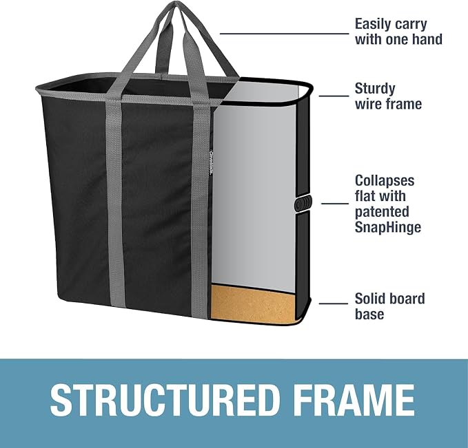 CleverMade Collapsible Laundry Caddy – Foldable Laundry Hamper & Tote, XXL 64L Pop-Up Laundry Basket with Handles, Space-Saving Laundry Organizer for Home & Travel, 2 Pack - Charcoal Gray - Image 6