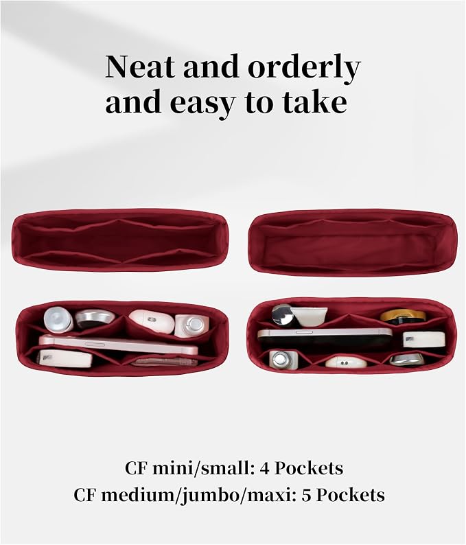 Purse Organizer Insert, Silky-Soft Lightweight Design, Multi-Pocket, Keeps Bag Organized & Protects Interior, Fits Chanel Classic Flap Small, Ideal for Travel & Daily Use(Ruby, CF Small 23) - Image 5