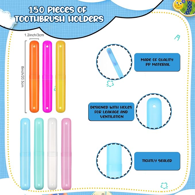 Lallisa 200 Piece Travel Toothbrush Case Holder Bulk Multicolor Portable Toothbrush Covers Plastic Tooth Brush Containers for Travel Camping School Indoor Outdoor - Image 2