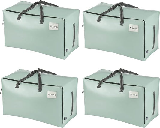 VENO 4 Pack Extra Large Heavy Duty Moving Bags with Wide Opening & Reinforced Handles, Reusable Storage Tote Bags with Strong Zippers for Clothes, College Dorm Essentials & Moving Supplies by Veno