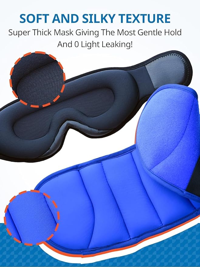 SARISUN Travel Pillows for Airplanes, Airplane Pillow with Sleeping Eye Mask, Travel Neck Pillow for Car, Road Trip Car Headrest, 2-Pack Airplane Travel Essentials, Black and Mottled Blue - Image 7