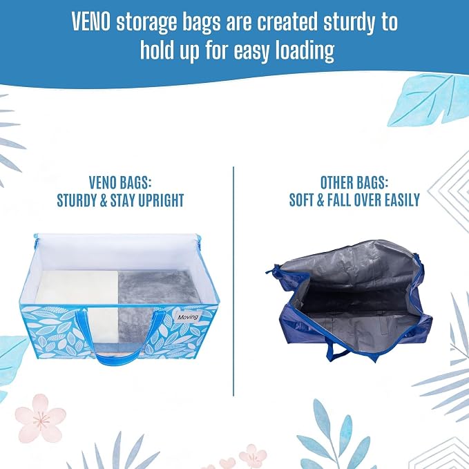 VENO 10 Pack Pack Heavy Duty Moving Bags, Clothes and Comforter Storage Bags with Clear Window, College Dorm Essentials Packing Supplies, Foldable Boxes Alternative (Spring Breeze, 10 Pack) - Image 6