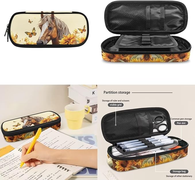 Kids Backpack for School Horse Backpack for Girls | 17 inch Laptop Schoolbag for Girls Boys Kids Backpack with Lunch Box Pencil Bag Set 3Pcs - Image 6