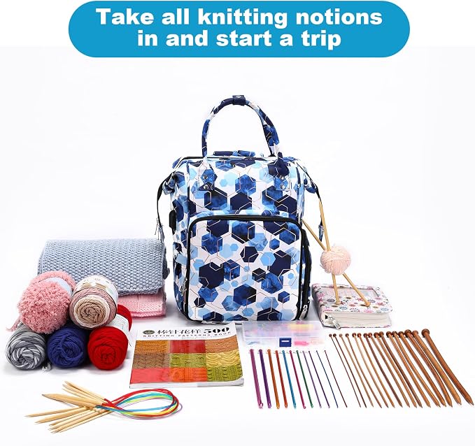 crochet bag,knitting bagBackpack and Tote Bag Storage Bag ，Large capacityYarn Storage Organizer Travel Crochet Bag Women Carrying Crochet Accessories Knitting Needles Crochet - Image 6