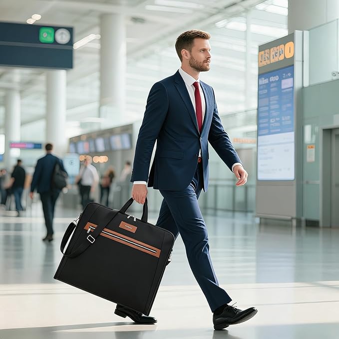 Waterproof Foldable Garment Bags for Travel, 51" Large Travel Hanging Bags for Clothes, Carry on Suit Bag with Strap for Men Women, Wrinkle Free Luggage Suit Cover for Business Trips(Brown) - Image 7