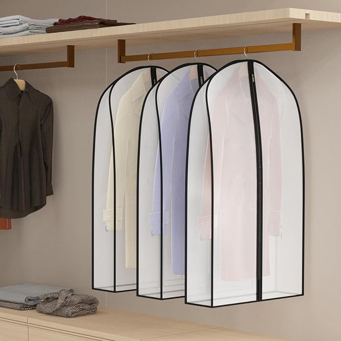 Zilink Breathable Garment Bags for Leather Coat 43” Suit Bags for Closet Storage Silky Suit Dust Covers for Hanging Clothes with 7" Gussted Wrinkle Free for Leather Clothing, Fur Coat, Dress, Set of 4 - Image 7