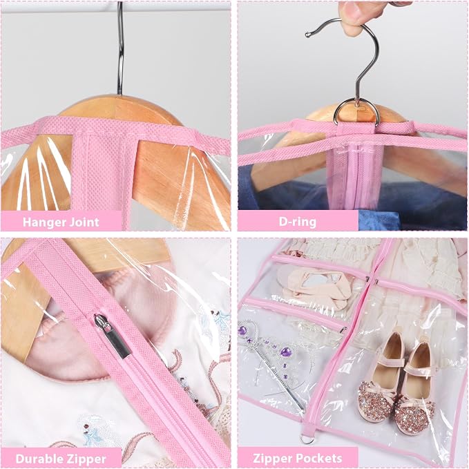 Zilink Clear Dance Garment Bags for Dancers 40” Dance Costume Garment Bag Dance Competition Must Haves with 3 Clear Zipper Pockets for Dance Competitions Set of 4 [Upgraded Version] - Image 3