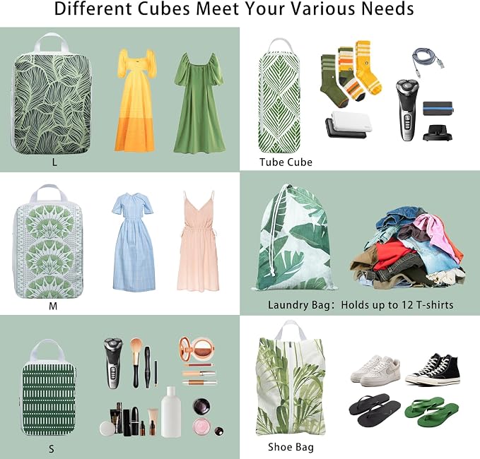 6 Pcs Compression Packing Cubes, Packing Cubes for Travel, Waterproof Luggage Organizer Bags Set, Cute Packaging Cubes for Women Kids Backpack Carry-Ons - Image 3