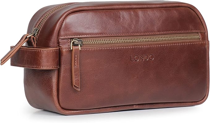 Londo Genuine Leather Travel Toiletry Bag – Makeup, Shaving Organizer, Dopp Kit for Men & Women, Durable & Stylish Travel Accessory by Londo
