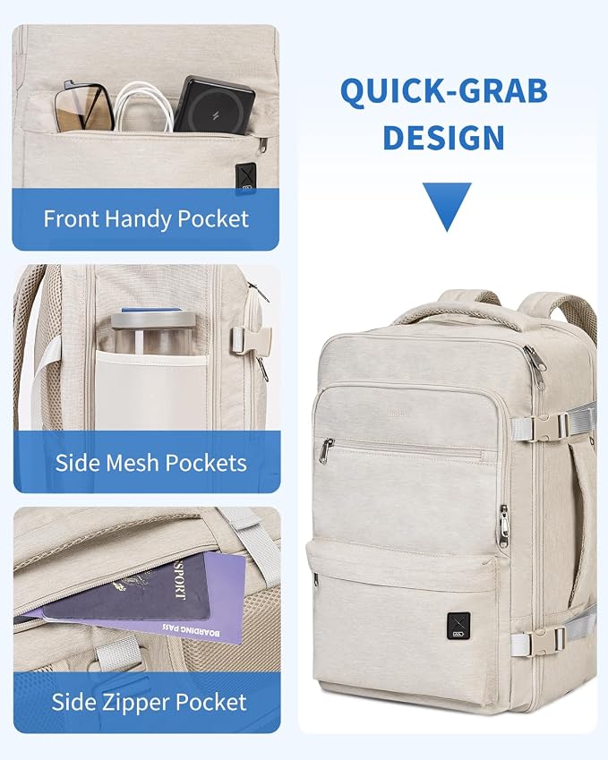 WANDF Travel Backpack For Spirit Airlines Personal Item Bag 18x14x8 with Wet Pocket, 17 Inch Laptop Backpack for Men Women | Frontier Airline Underseat Fit, Fits 17" Laptop, 180°Opening, Travel Backpack - Image 5