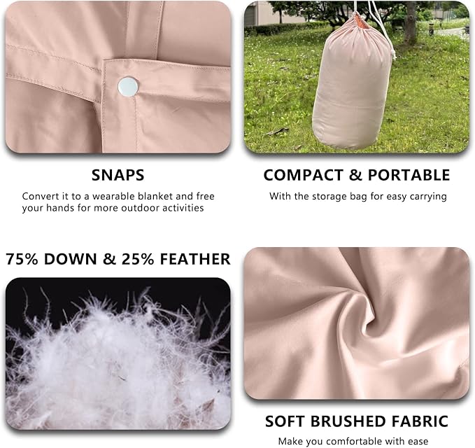 zzlamb Puffy Down Camping Blanket Water-Repellent, Down Throw Travel Blanket Portable for Outdoor, Light Warm Quilt for Couch Plane Car Theater Stadium Picnic RV Backpacking Hammock - Image 4