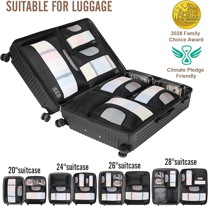 Veken 11 Set Packing Cubes for Travel,Anti-Wrinkle Buckled Suitcase Organizer with Shoe,Toiletry,Makeup Bag,Carry On Luggage Bag with 99+ Count Mesh Holes for Airplane & College Dorm Essentials - Image 6