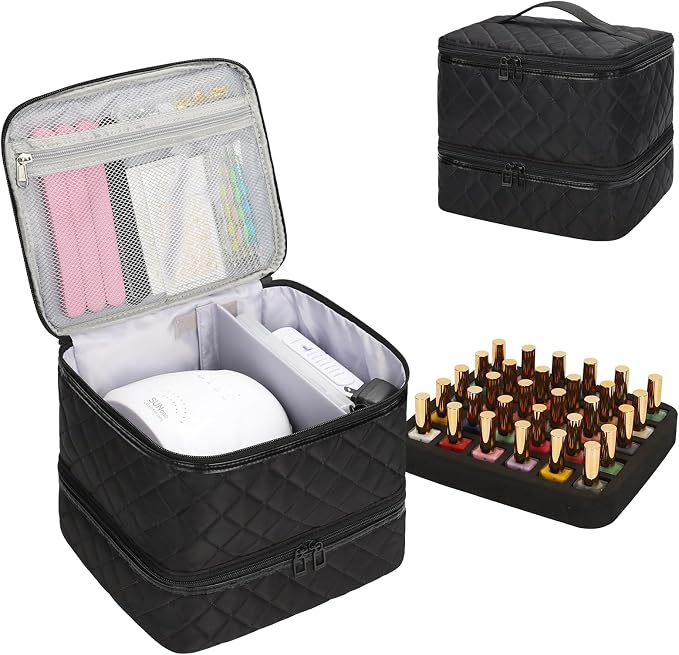 Ethereal Nail Polish Organizer Case Holds 30+ Bottles (15ml/0.5 fl.oz) Nail Lamp, Gel Polish Travel Case Bag for Nail Suppiles, Gift for Manicurist, Girls by Ethereal