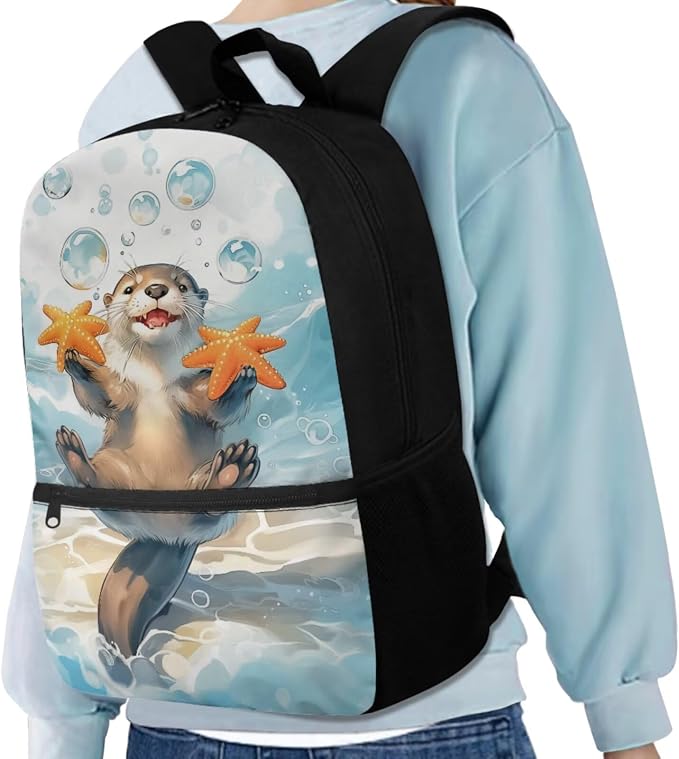 Otter Backpack for Boys Kids Backpack with Lunch Box Water Bottle Pouch and Kawaii Pencil Case Bookmark 5 Pcs Set for 3rd Grade Preschool Back to School Gifts - Image 2