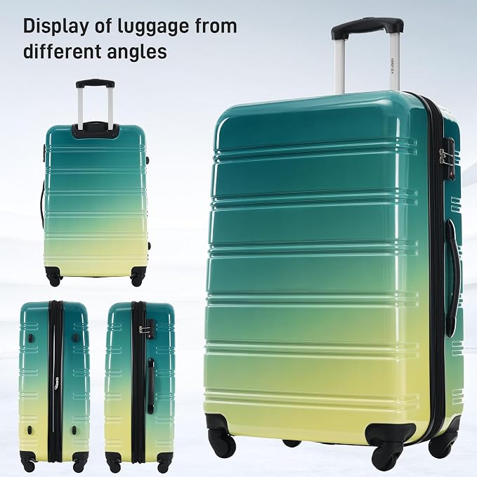 Merax Luggage Sets 3 Piece, Hardside Suitcase with Spinner Wheels,20+24+28 | Lightweight Gradient Color Suitcase with Carry on Luggage, Expandable Convenient Travel,Green and Yellow - Image 7