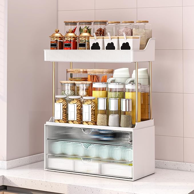 caktraie 12.2" W Makeup Organizer Drawers - 5 Tiers Bathroom Counter Organizer, Cosmetic Storage Drawer for Dresser Countertop and Bathroom Vanity for Large Skincare, Perfume, Clear - Image 8