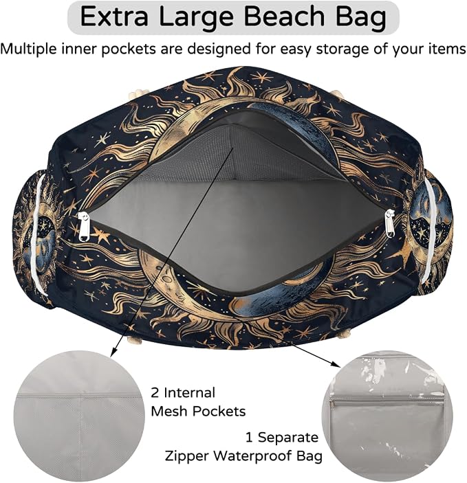 Large Beach Bag with Zipper Beach Bags for Women Water Resistant Swim Pool Bag - Image 7
