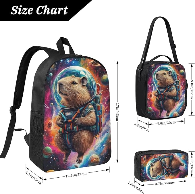 Animal Kid Backpack Set with Lunch Bag & Pencil Case Large Capacity School Bag 17 Inch Bookbag for Boy Girl - Image 3
