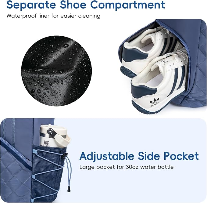 KAVIGOR Pickleball Tote Bag for Women with Fence Hook, Quilted Pickleball Bag Holds 3-4 Paddles with Shoe Compartment - Image 4