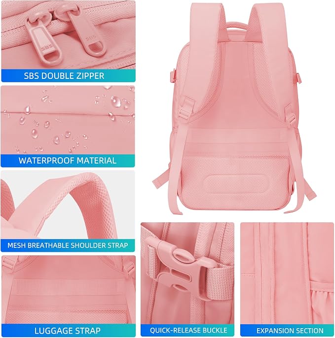 Vacuum Backpack 60L with Pump, Waterproof for 17" Laptop, Pink - Image 5