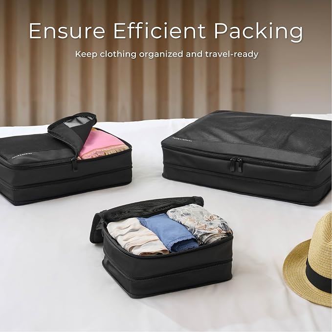 Briggs & Riley Compression Packing Cube Set for Women & Men - Bag Organizer for Checked Suitcase & Luggage, Pack Accessories for Vacation - 3-Piece, Black - Image 7