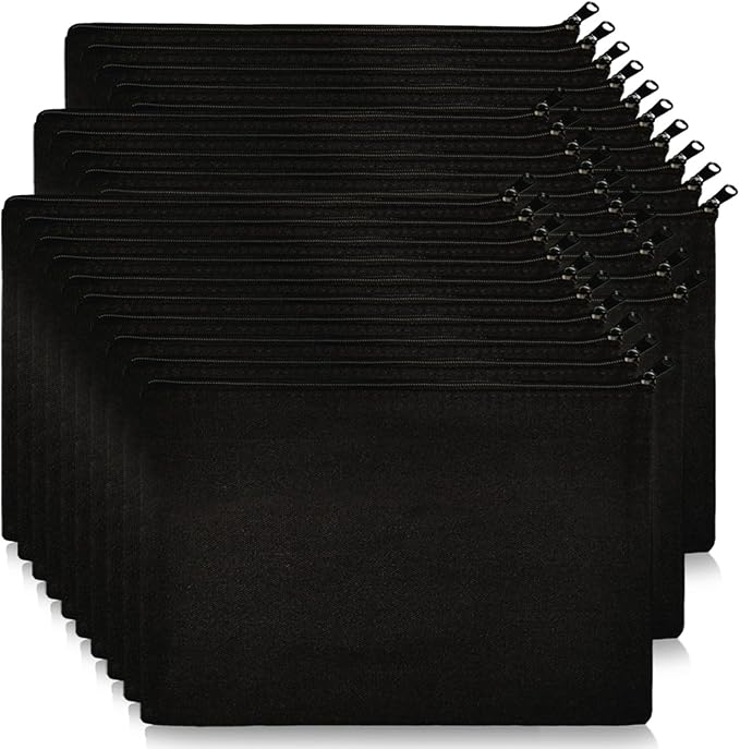 Koolmox 30 Makeup Bags in Bulk, 9x7 Large Plain Black Canvas Pouch with Zipper, Cotton Cosmetic Bags Wholesale for Painting, Heat Transfer Printing, Crafting, DIY Drawing Decoration, Pen Case by Koolmox