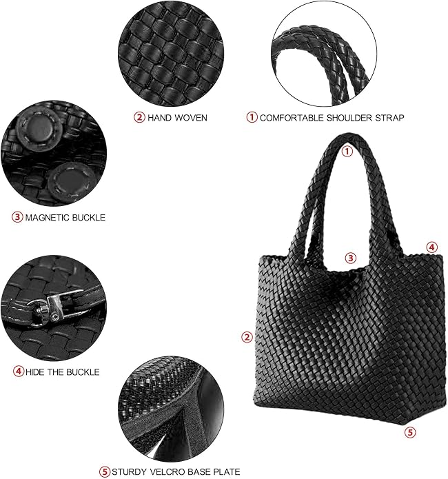 JINMANXUE Fashion Woven Bag Shopper Bag Travel Handbags and Purses Women Tote Bag Large Capacity Shoulder Bags - Image 5
