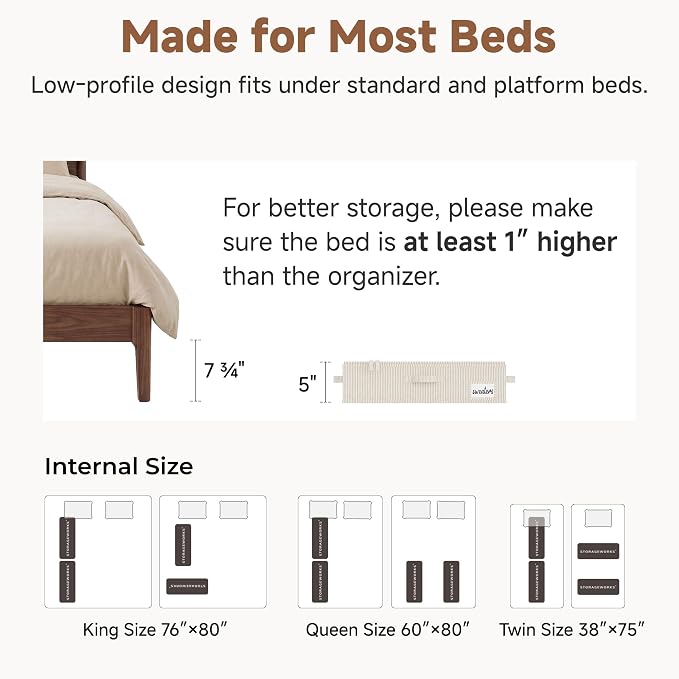 StorageWorks Under Bed Storage Containers with Handles and Label Holder, 2 Pack Ultra-thick Fabric Underbed Bins, Closet Organizer for Clothes, Blankets, Sweater - Image 6