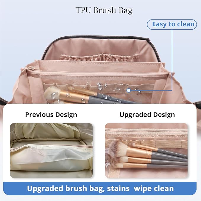 Personalized Gift Travel Makeup Bag: Initial Makeup Organizer Bag for Women | 3-in-1 Custom Make up Bag Set - Vegan Leather Travel Cosmetic Bag - Luxury Gift for Women – Birthday, Anniversary, Graduation - Image 4