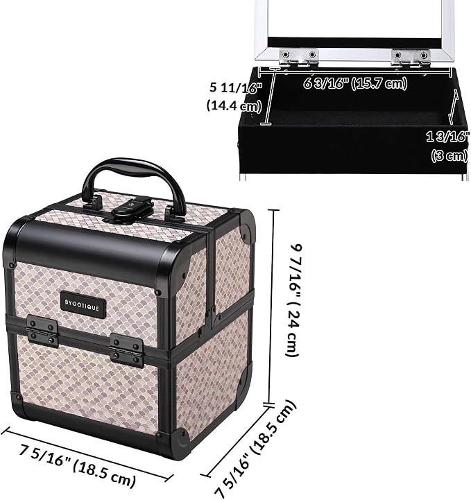 BYOOTIQUE 4in1 Cosmetology Case on Wheels w/Cosmetic Storage Makeup Artist | Aluminum Rolling Makeup Suitcase 360° Detachable Wheel Lockable Makeup Case Organizer w/ Mirror Nail Tech AD Graphite - Image 8