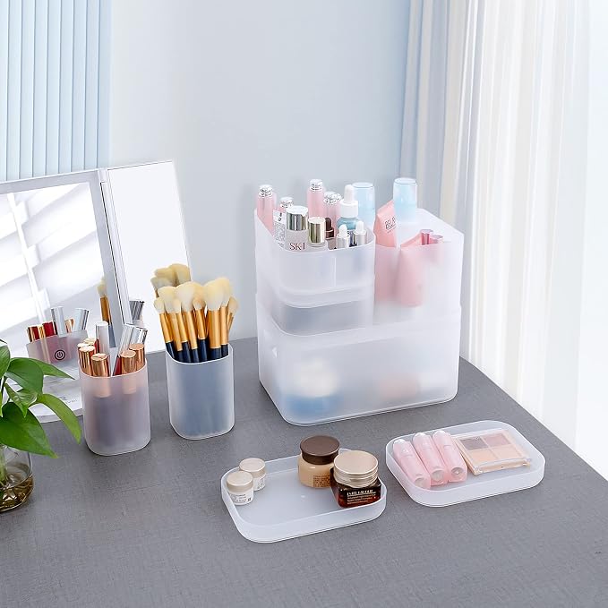 OCHEAL Makeup Organizer Case Set: Stackable Clear Vanity Storage - Multi-size Holder for Makeup, Jewelry, Toiletries - Image 6