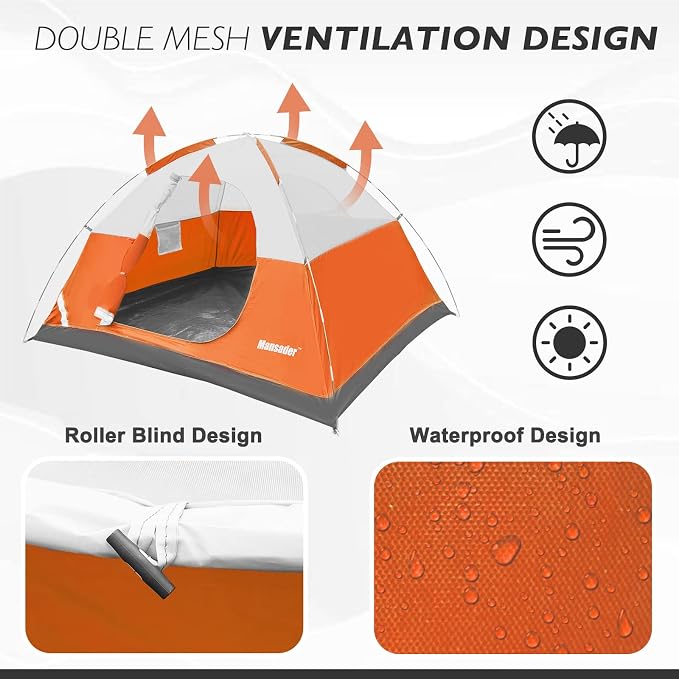 Camping Tent, Waterproof 2/3/4 Person Tents for Camping, Lightweight Easy Set Up Outdoor Hiking Tent Backpacking Tent with Carry Bag, Backpack Tent Suit for Family Beach Hiking Travel - Image 4