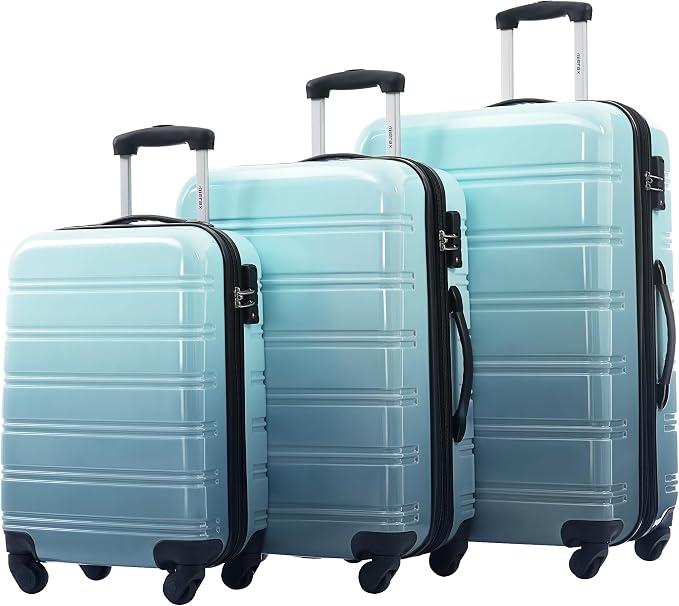 Merax Suitcase Set, Hardshell Luggage Sets 3 Piece with Spinner Wheels | Expandable Gradient Color Suitcase with TSA Lock Lightweight 20" 24" 28", Gradient Blue by Merax