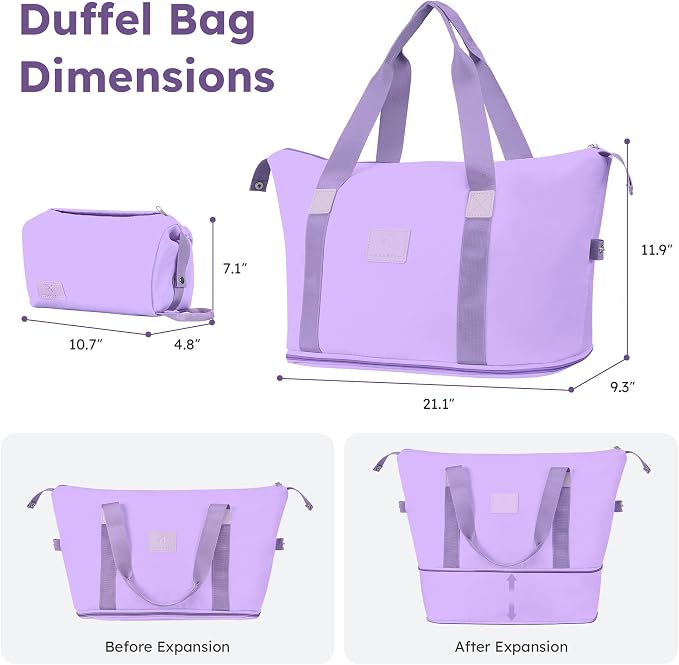 Suitour Luggage Sets 6 Piece, 20-inch Carry-on and 24 inch28 inch Checked Suitcase Set with Cosmetic Case and Expandable Travel Duffle Bags Set(Purple) - Image 6