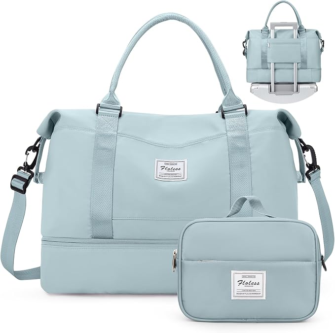 Weekender Bags for Women,Personal Item Travel Bag with Shoes Compartment,Overnight Travel Duffel Bag with Toiletry Bag by SYCNB