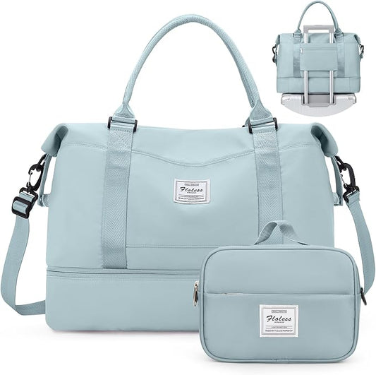 Weekender Bags for Women,Personal Item Travel Bag with Shoes Compartment,Overnight Travel Duffel Bag with Toiletry Bag by SYCNB