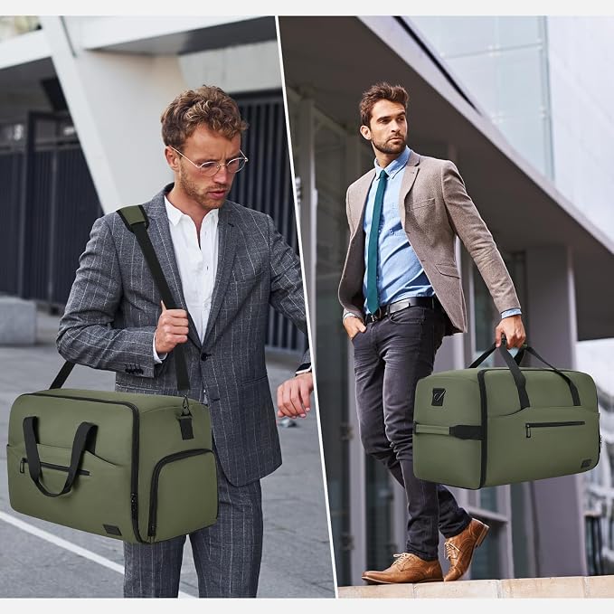 Convertible Garment Bags for Travel, 47L Garment Duffle bag for Hanging Clothes, 3 in 1 Suit Travel Bag for Business Trips with Shoulder Strap, Carry On Suit Luggage for Men,Green - Image 9