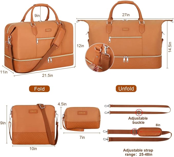 ITIEZY Weekender Overnight Bag for Women - Large Travel Duffel Bag with Shoe Compartment, Gym Duffel Bag Hospital Bag Carry On Tote Bags for Airplanes with Crossbody Bag Toiletry Bag 3Pcs Set - Image 6
