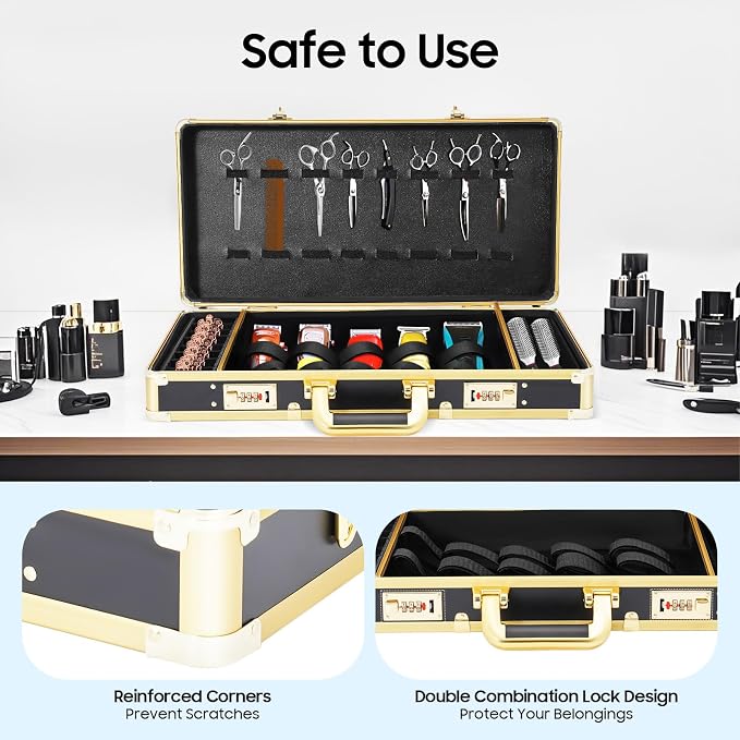 DNYSYSJ Barber Carrying Case Barber Case, Stylist Tool Box Professional Salon Hair Cutting Grooming Kit Storage Organizer for Clippers, Scissors, Barber Supplies (A) - Image 3