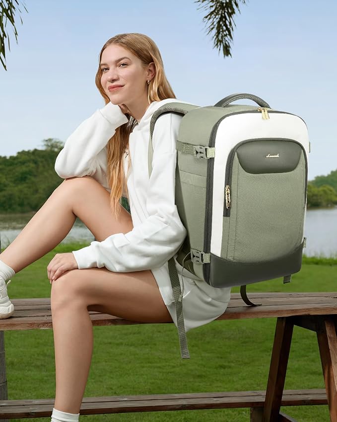 LOVEVOOK 50L Travel Backpack for Women Men, Large Carry on Backpack for Airplanes TSA Personal Item Travel Bag fits 17.3" Laptop, Waterproof Weekender Essentials Airline Approved with 2 Packing Cubes - Image 2