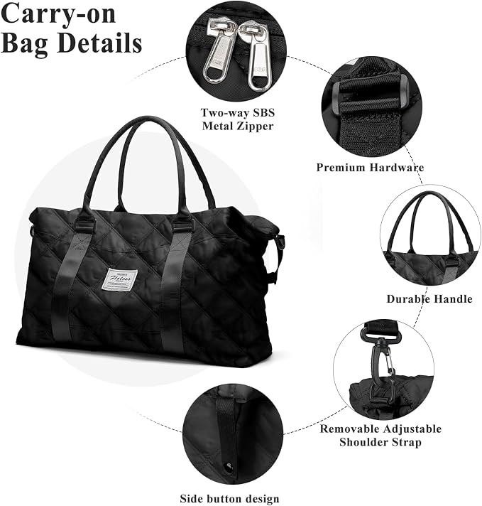 Travel Duffel Bag, Carry On Overnight Weekender Bags for Women | Travel Bag with Wet Pocket & Trolley Sleeve, For Spirit Airlines 18x14x8 Personal Item Bag - Image 6
