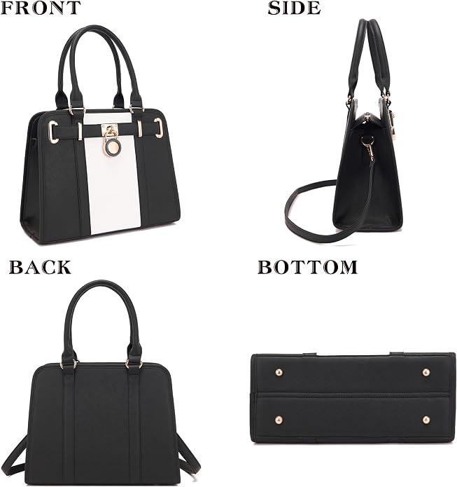 Qiyuer Structured Satchel Tote Handbags Set Women Purses with RFID Wallet | Premium, Sturdy, Spacious, Chic for Daily & Work, Vegan PU Leather, Multi-way Carry, Large Capacity RFID Wallet, Ideal Gift - Image 4