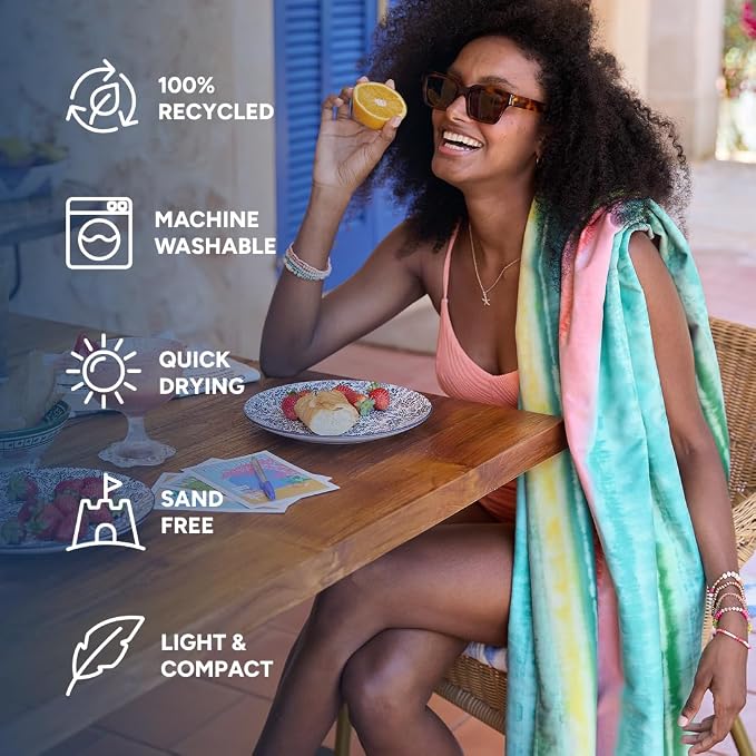 Dock & Bay Beach Towel - Quick Dry, Sand Free - Compact, Lightweight - 100% Recycled - Includes Bag - Watermelon Sugar - Large (160x90cm, 63x35) - Image 2