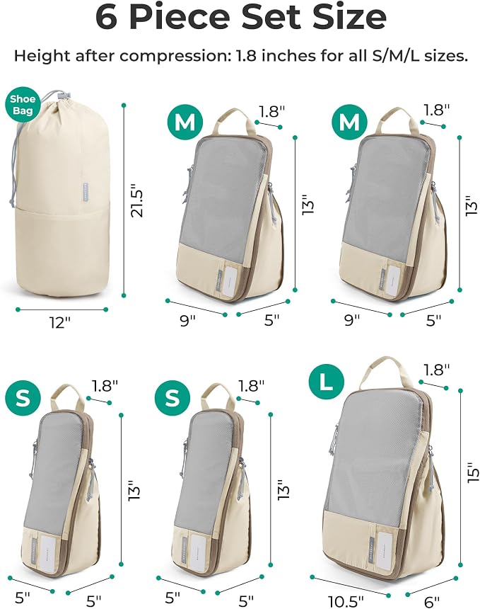 BAGSMART 6 Set /4 Set/2 Set Compression Packing Cubes for Travel, Lightweight Luggage Organizer Bags, Durable Space Saver Bags Travel Essentials - Image 3