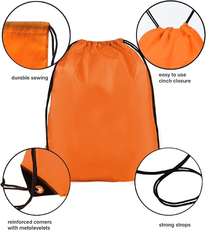 Drawstring Backpack Bulk 50 packs Draw String Backpack Bags DIY Gym Sports trip Traveling Yoga ride Pedestrianism Cinch Bag Sackpack Drawstring (orange) - Image 3