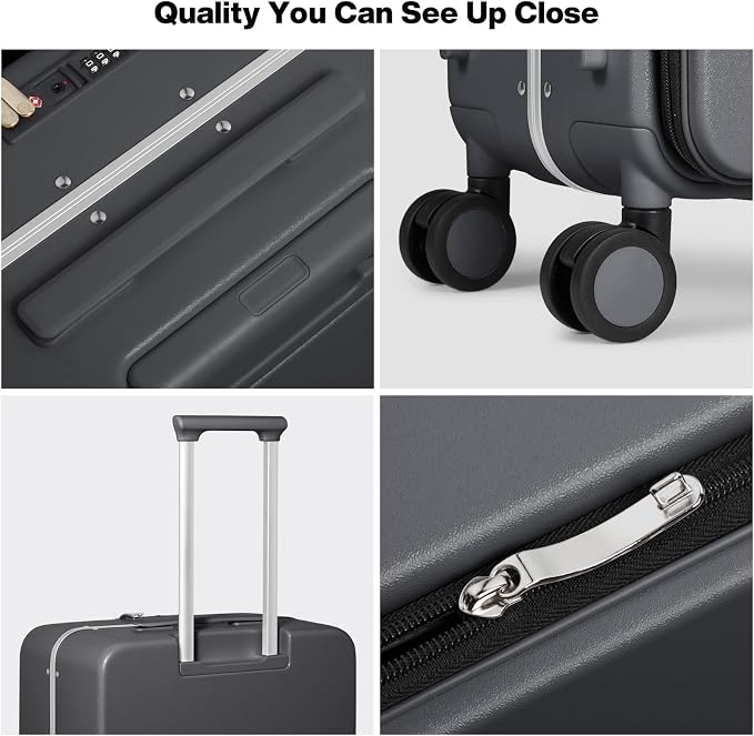 mixi 26 Inch Large Checked Luggage PC Hard Shell Suitcase Top Opening Aluminum Frame Travel Suitcases with Wheels, Rock Gray - Image 5
