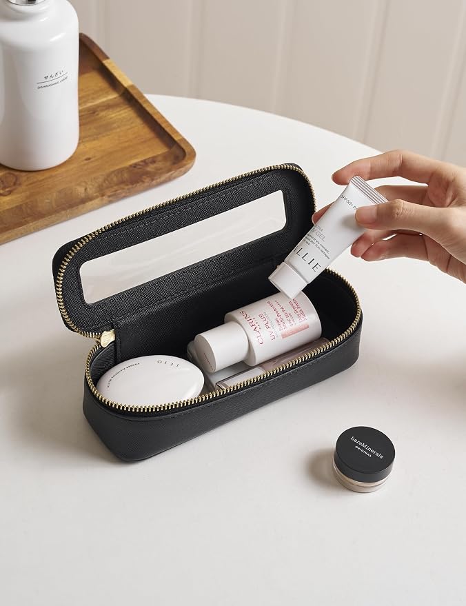 Popvibe Makeup Brush Travel Case Slim Makeup Bag for Women Clear Cosmetic Bag Cute Makeup Case Black Toiletry Bag for Traveling Transparent Car Makeup Bag Aesthetic Makeup Brush Bag - Image 2