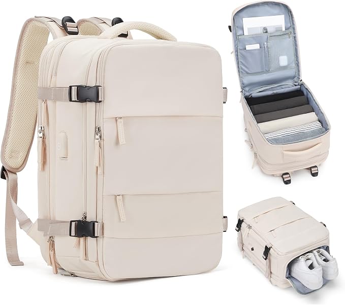 Expandable Travel Backpack For Women Men Airline Approved Personal Item Backpack For Airlines Carry On Backpack Flight Approved Waterproof Backpack For Traveling On Airplane Weekender Travel Bag by coofay